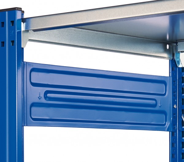 Tiefenriegel 400 mm RAL 5010, mit Sicherungsstiften.