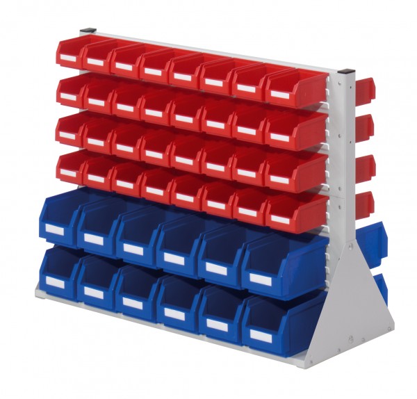 ®RasterPlan Systemeinheit Gr.2 doppelseitig H760 x B1000 x T430 mm RAL 7035. Modell D 22 inklusiv Lagersichtkasten 24 x Größe 6 64 x Größe 7