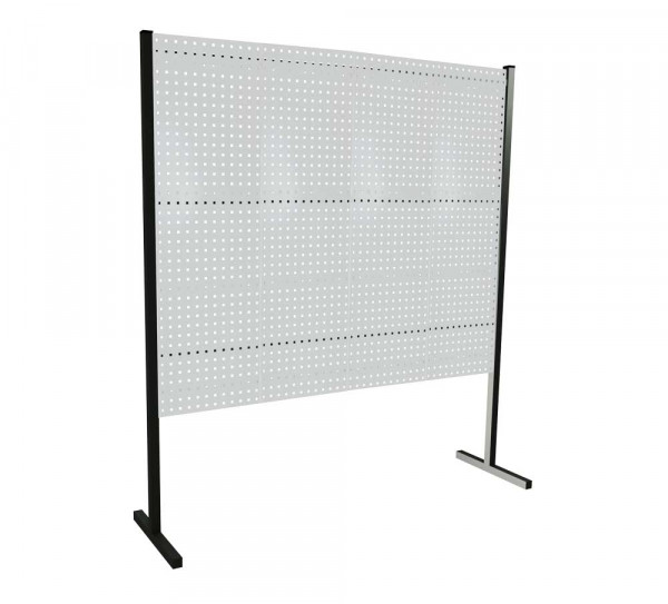 ®RasterPlan Trennwand Einzelfeld L2000 mm H1500 mm RAL 7035. Mit 4 ®RasterPlan Lochplatten.