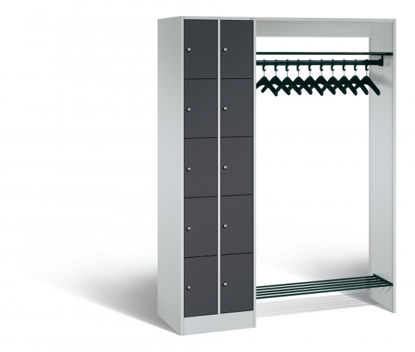 C+P Offene Garderobe, H1950xB1410xT480mm, 7035/7016
