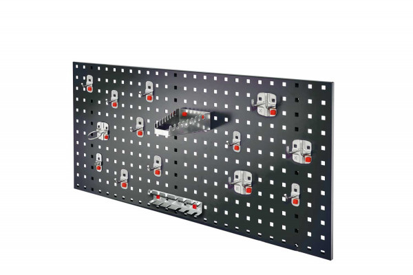 ®RasterPlan / ABAX Lochplatten Einsteigerset 5 RAL 7016. 1 x Lochplatte H 450 x B 1000 mm 1 x Werkzeughaltersortiment 15-teilig.