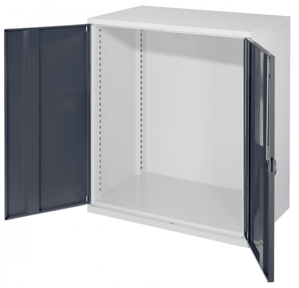 Schwerlast-Beistellschrank Mod 60 1110 x 1000 x 600 mm RAL 7035/7016. Ohne Mitteltrennwand Leergehäuse Vollblechtüren.