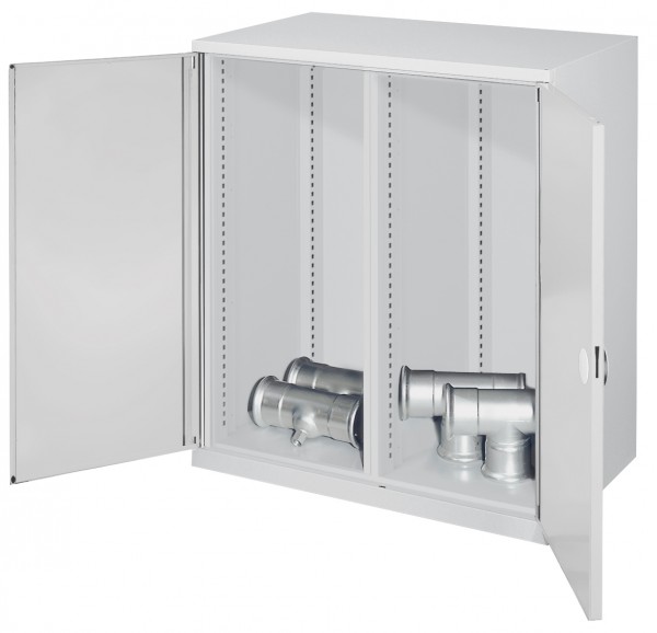 Schwerlast-Beistellschrank Leergehäuse/Mod 70 1110 x 1000 x 600 mm RAL 7035. Mit Mitteltrennwand Doppelwandtüren.