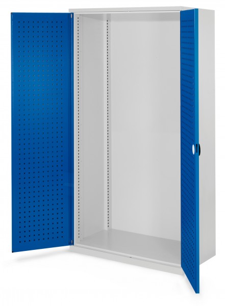 Schwerlastschrank Leergehäuse/Mod 40 1950 x 1000 x 600 mm RAL 7035/5010. Türinnenseite: ®RasterPlan Lochplatte.