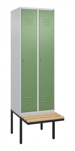 C+P Spind Classic PLUS, Bank, 2 Abteile, 2120x600x815mm, 7035/6011