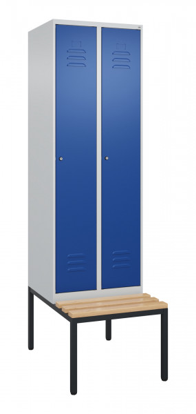 C+P Spind Classic PLUS, Bank, 2 Abteile, 2120x600x815mm, 7035/5010