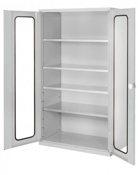 ®RasterPlan Großvolumenschrank 1950 x 1130 x 590 mm RAL 7035. Sichtfenstertür 4 Böden