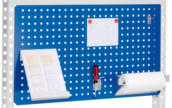 Infotafel H 570 x B 970 mm RAL 5010. Mit ®RasterPlan Systemlochung.