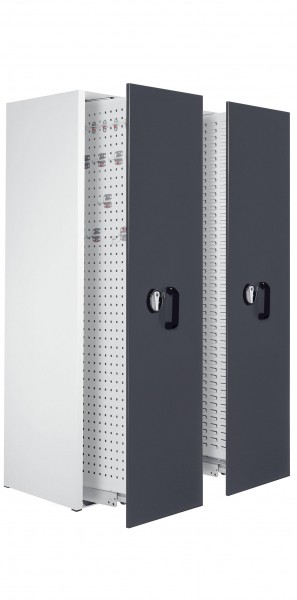 ®RasterPlan Zugwagenschrank RAL 7035/7016 2000 x 1100 x 600 mm. 2 Auszüge 1x Lochplatte 1 x Schlitzplatte.
