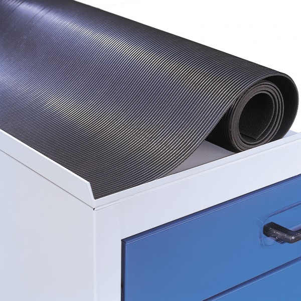 Riffelgummimatte für RasterPlan Arbeitsplatzschrank, B 1000 schwarz.