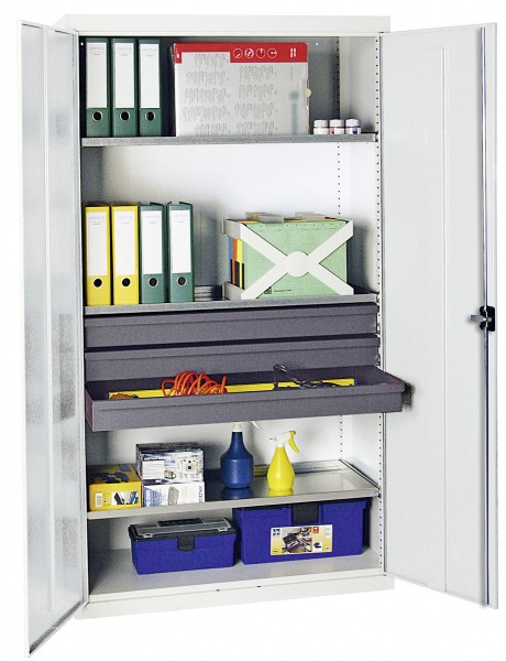 Werkzeug- und Materialschrank Serie 3000, 7035/7035, 3 Schublade 100 mm, 3 Wannenböden durchgehend