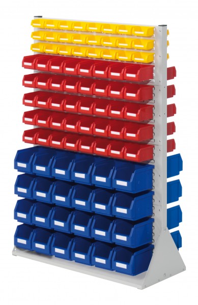 ®RasterPlan Systemeinheit Gr.4 doppelseitig H1450 x B1000 x T430 mm RAL 7035. Modell D 45 inklusiv Lagersichtkasten 48 x Größe 6 80 x Größe 7 48 x Größe 8.
