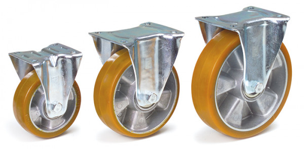 Bockrolle 160 x 50 mm / mit Polyurethan-Bereifung