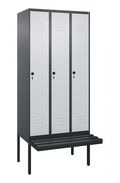 C+P Spind Classic PLUS, Bank, 3 Abteile, 2120x900x815mm, 7016/7035