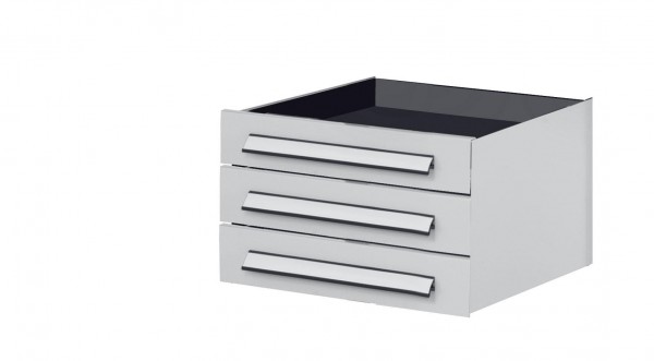 Schubladenblock dreifach B 500 mm RAL 7035 für mobile Arbeitsstation.