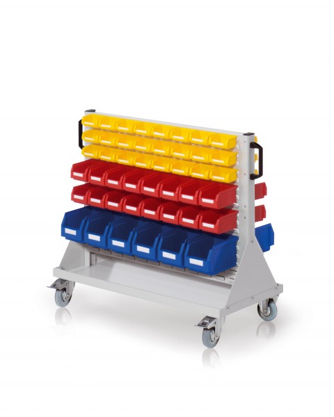 RasterMobil Rollwagen Gr. 2 RAL 7035 H890 x B1000 x T500 mm Modell 67. Inklusiv Lagersichtkasten 12 x Größe 6 32 x Größe 7 48 x Größe 8.