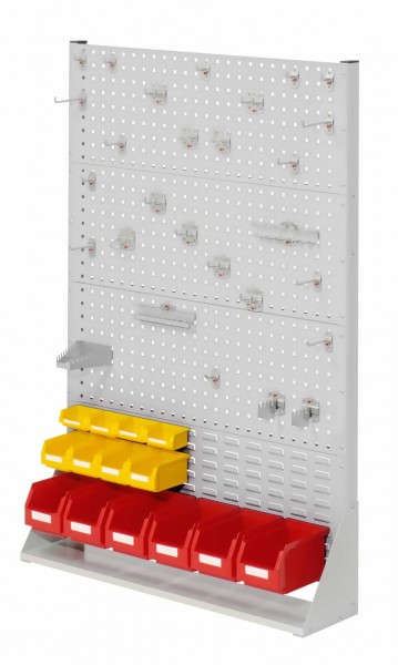 ®RasterPlan Stellwand Gr.4 einseitig H1450 x B1000 x T240 mm RAL 7035. 1 x Werkzeughaltersortiment 28-teilig 6 x Lagersichtkästen Größe 6 4 x Lagersichtkästen Größe 7 4 x Lagersichtkästen Größe 8.