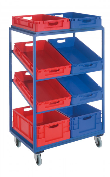 Beistell- und Kommissionierwagen RAL5010 Modell 31. Inklusive Transportbehälter:: 6 x 600 x 400 x 120 2 x 600 x 400 x 220 :