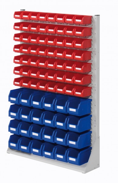 ®RasterPlan Systemeinheit Gr.4 einseitig H1450 x B1000 x T240 mm RAL 7035. Modell 46 inklusiv Lagersichtkasten 24 x Größe 6 56 x Größe 7.