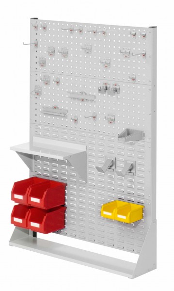 ®RasterPlan Stellwand Gr.4 einseitig H1450 x B1000 x T240 mm RAL 7035. 1 x Werkzeughaltersortiment 28-teilig 1 x Stahlboden 450 mm 2 x Dornträger 4 x Lagersichtkästen Größe 6 2 x Lagersichtkästen Größe 7.