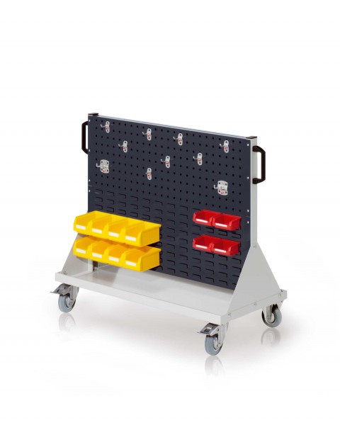 RasterMobil Gr. 2 RAL 7035/7016 H890 x B1000 x T500 mm. 1 x Werkzeughaltersort. 10-teilig 8 x Lagersichtkästen Größe 7 4 x Lagersichtkästen Größe 8.