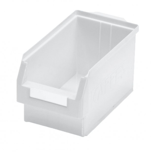 ®RasterPlan Lagersichtkasten Größe 3 Mit großer Griffmulde hinten Naturweiß L 350 mm x B 200 mm x H 200 mm