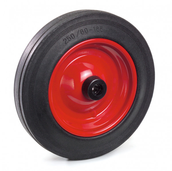Vollgummirad 250 x 60 mm / Stahlblech-Felge rot
