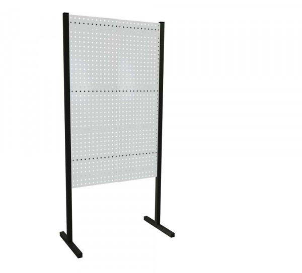 ®RasterPlan Trennwand Einzelfeld L1000 mm H1500 mm RAL 7035. Mit 2 ®RasterPlan Lochplatten.