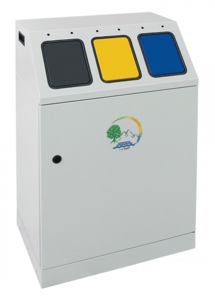 Abfalltrennung Triplex, RAL 7035/RAL 7016,RAL 1003, RAL 5010, verz. Innenbehälter, 3x30 Liter