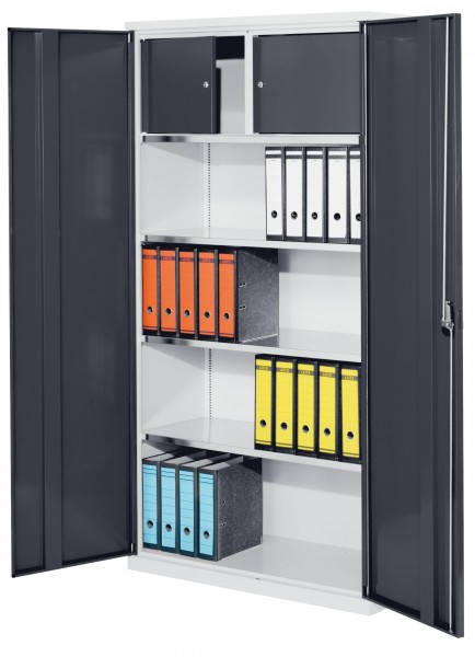 Systemschrank Serie 500 Privatfach H 1950 x B 1000 x T 500 mm RAL 7035/7016. Vollblechtüren 3 Fachböden.