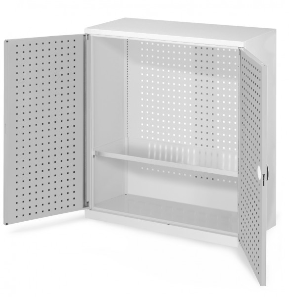 RasterPlan Werkzeugschrank Mod 2 410, H1000 x B1000 x T410 RAL 7035. Türinnenseite. RasterPlan Lochplatte ,1 Fachboden.