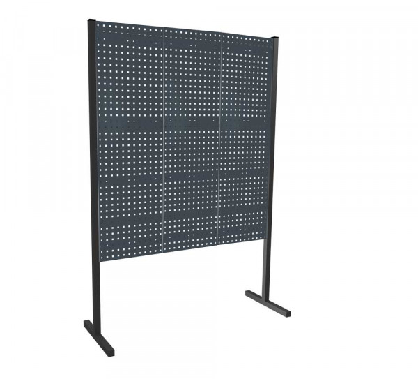 ®RasterPlan Trennwand Einzelfeld L1500 mm H1500 mm RAL 7016. Mit 3 ®RasterPlan Lochplatten.