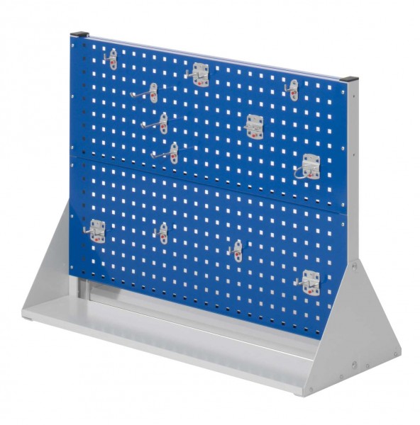 ®RasterPlan Stellwand Gr.2 doppelseitig H760 x B1000 x T430 mm RAL 7035/5010. 1 x Werkzeughaltersortiment 12-teilig.