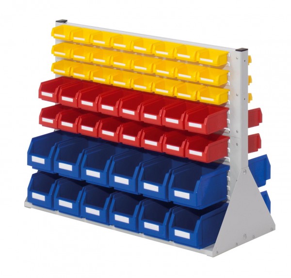®RasterPlan Systemeinheit Gr.2 doppelseitig H760 x B1000 x T430 mm RAL 7035. Modell D 21 inklusiv Lagersichtkasten 24 x Größe 6 32 x Größe 7 48 x Größe 8.