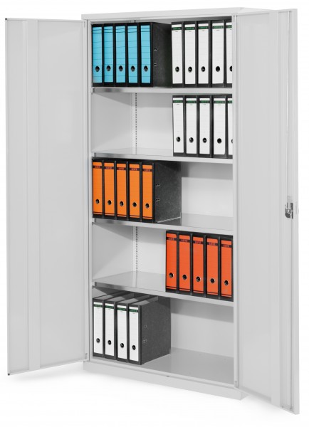 Systemschrank Serie 500 RAL 7035 H1950 x B1000 x T500 mm.. Vollblechtüren 4 Fachböden verzinkt.