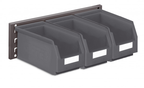 ®RasterPlan Wandschiene Schlitzplatte Set 10 L 460 mm x H 140 mm RAL 7016. 3 x Lagersichtkästen Größe 5.