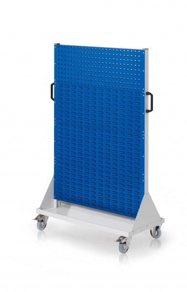 RasterMobil Gr. 4 RAL 7035/5010 H1580 x B1000 x T500 mm. 2 Lochplatten 6 Schlitzplatten.