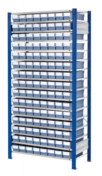 ®RasterPlan Steckregal mit Volumenkästen Modell 30 2000 x 1000 x 500 mm GF. Inklusiv 120 Stück 500 x 113 x 85 mm.
