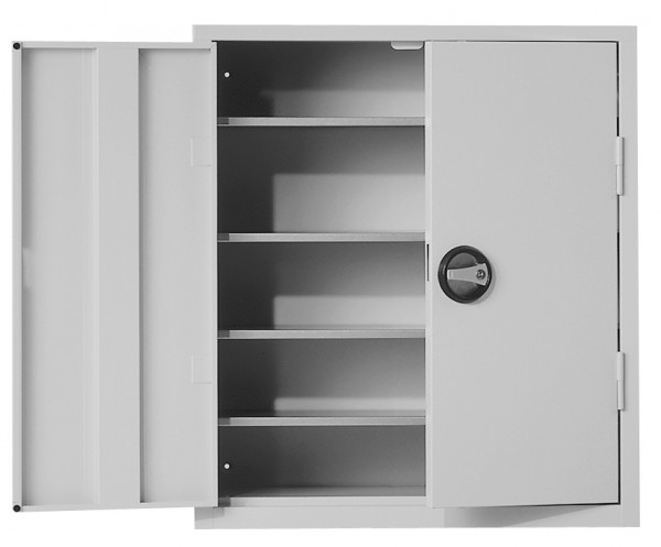 Ordnungsschrank mit Türen Modell 11 780 x 690 x 285 mm RAL 7035. 4 Fachböden verzinkt.