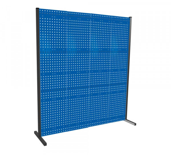 ®RasterPlan Trennwand Einzelfeld L2000 mm H2000 mm RAL 5010. Mit 4 ®RasterPlan Lochplatten.
