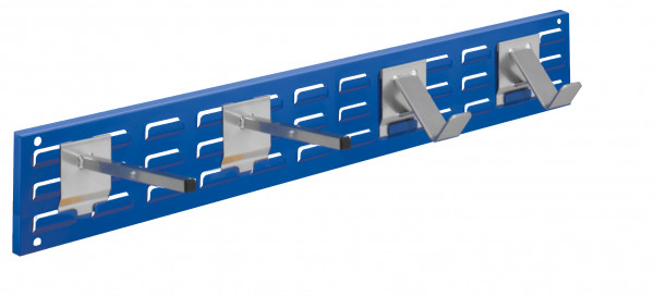 ®RasterPlan Wandschiene Schlitzplatte Set 9 L 920 mm x H 140 mm RAL 5010. 2 x Universalhalter 2 x Dornträger.