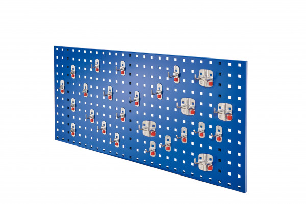 ®RasterPlan/ ABAX Lochplatten Einsteigerset 8 RAL 5010. Bestehend aus 1 Lochplatte 1000 mm 1 ABAX Werkzeughaltersortiment 25-teilig