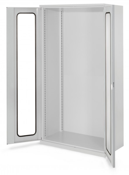 Schwerlastschrank Leergehäuse/Mod 40 1950 x 1000 x 600 mm RAL 7035. Ohne Mitteltrennwand Sichtfenstertüren.