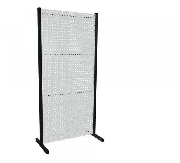 ®RasterPlan Trennwand Einzelfeld L1000 mm H2000 mm RAL 7035. Mit 2 ®RasterPlan Lochplatten.