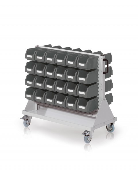 RasterMobil Rollwagen Gr. 2 RAL 7035 H890 x B1000 x T500 mm Modell 68. Inklusiv Lagersichtkasten 48 x Größe 5.