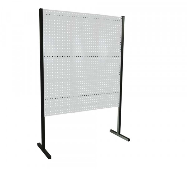 ®RasterPlan Trennwand Einzelfeld L1500 mm H1500 mm RAL 7035. Mit 3 ®RasterPlan Lochplatten.