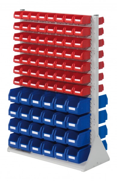 ®RasterPlan Systemeinheit Gr.4 doppelseitig H1450 x B1000 x T430 mm RAL 7035. Modell D 46 inklusiv Lagersichtkasten 48 x Größe 6 112 x Größe 7.