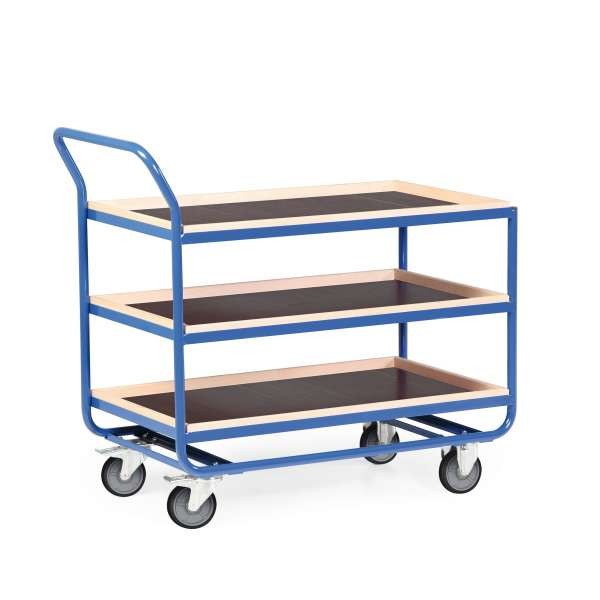 Stahlrohr-Tischwagen mit 30mm Holzrand