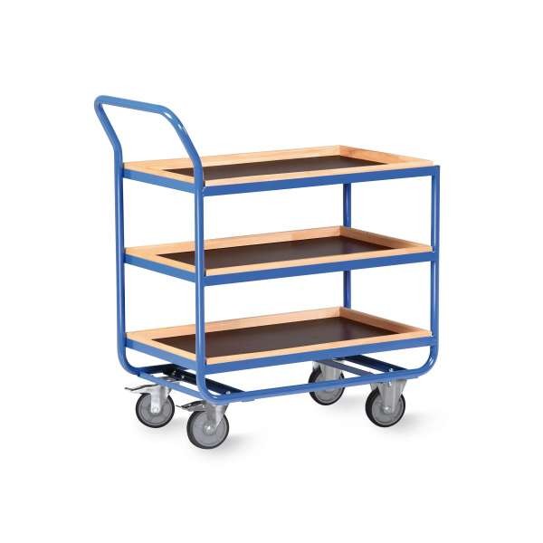 Stahlrohr-Tischwagen mit 30mm Holzrand